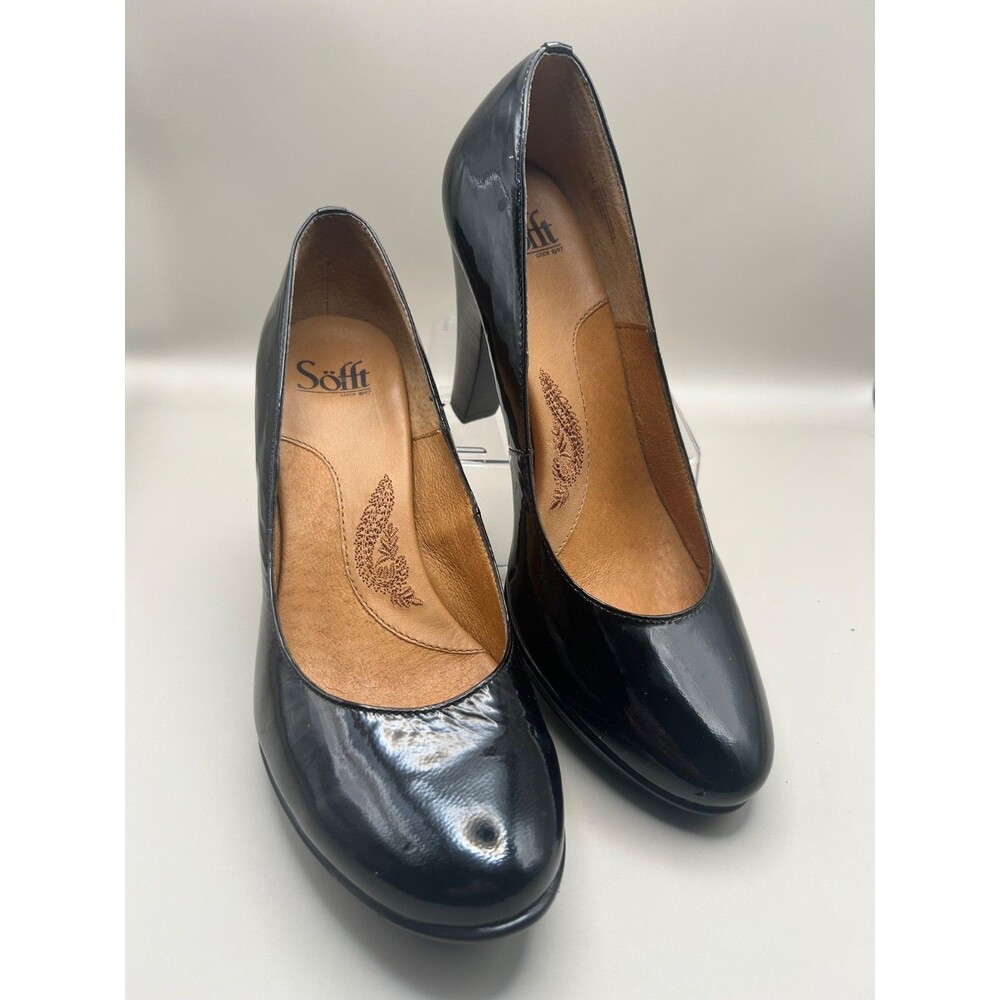 Sofft Ramona Womens Black Patent Leather Recessed Platform Pumps 3" Heel Size 9M